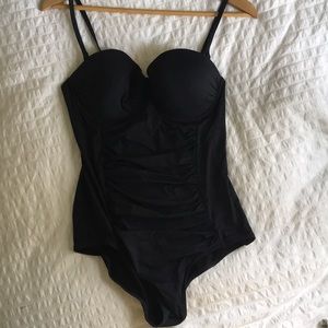 Classic black one piece bathing suit
